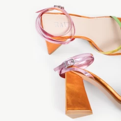 RAID Amora Lace Up Block Heel In Orange -Chic Shoes Shop microsoftteams image 264