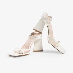 RAID Amora Lace Up Block Heel In White -Chic Shoes Shop microsoftteams image 275