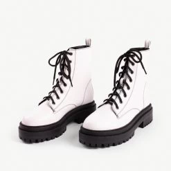 RAID Obey Wide Fit Chunky Hiker Boot In White -Chic Shoes Shop obey white 2 1