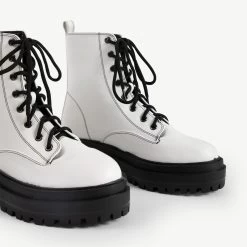 RAID Obey Wide Fit Chunky Hiker Boot In White -Chic Shoes Shop obey white 6 2