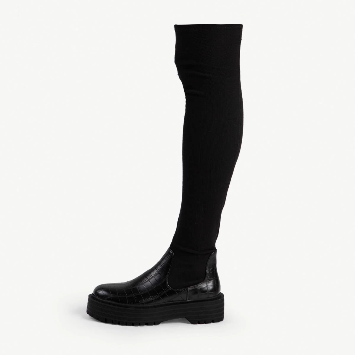 RAID Ranger Over The Knee Boot In Black Croc 6 RAID Ranger Over The Knee Boot In Black Croc - Image 4
