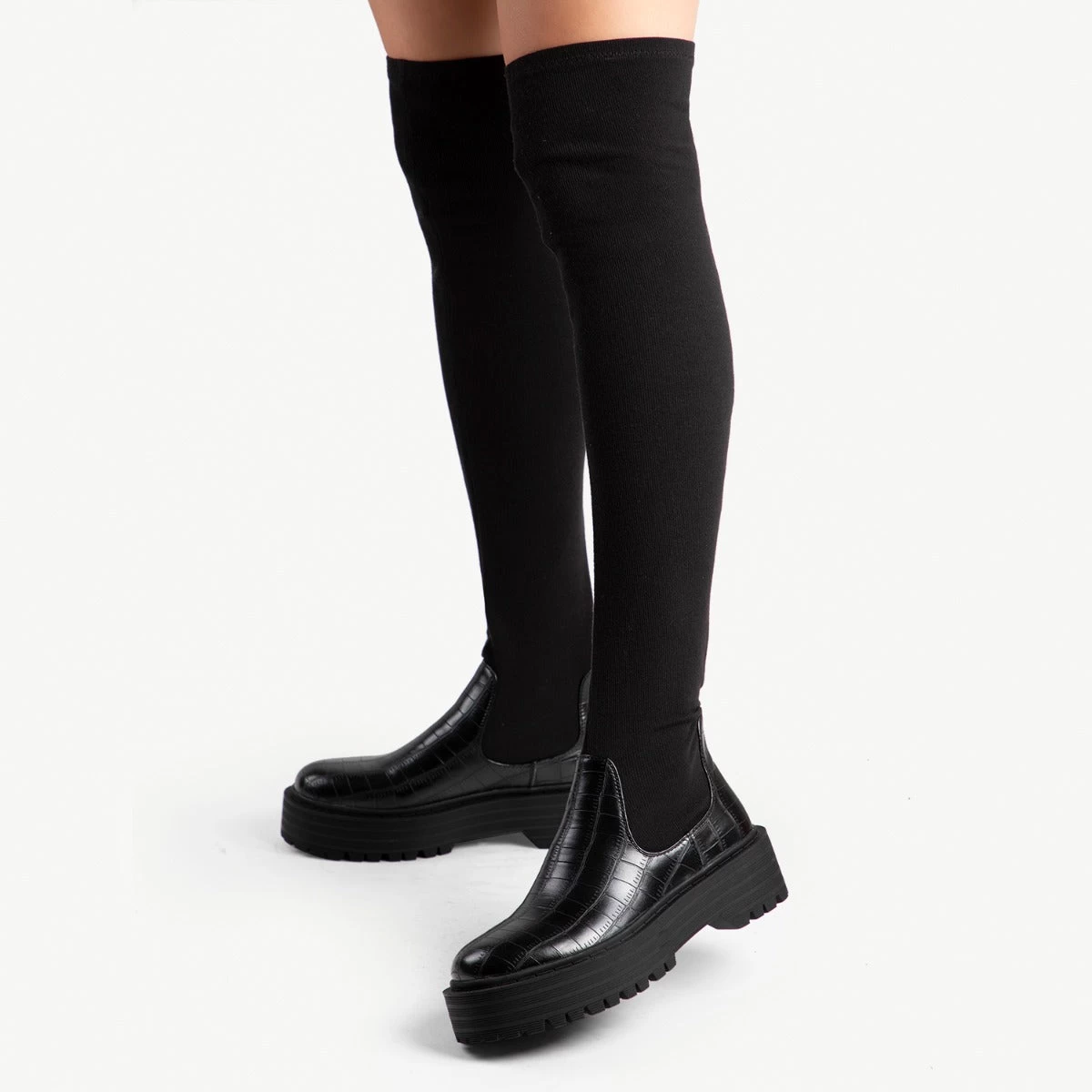 RAID Ranger Over The Knee Boot In Black Croc 4 RAID Ranger Over The Knee Boot In Black Croc - Image 2