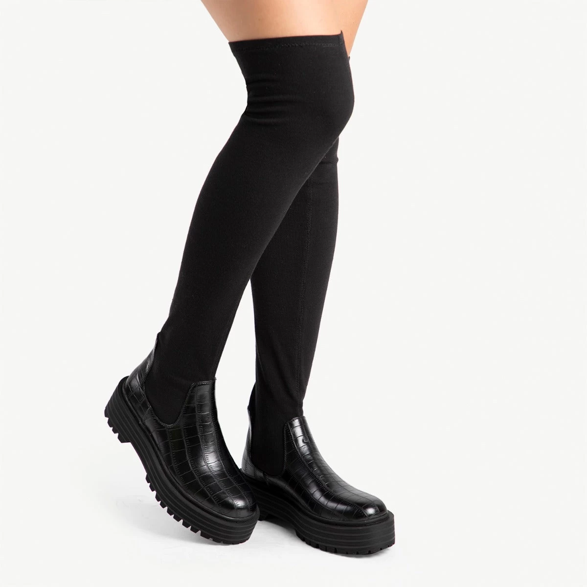 RAID Ranger Over The Knee Boot In Black Croc 3 RAID Ranger Over The Knee Boot In Black Croc