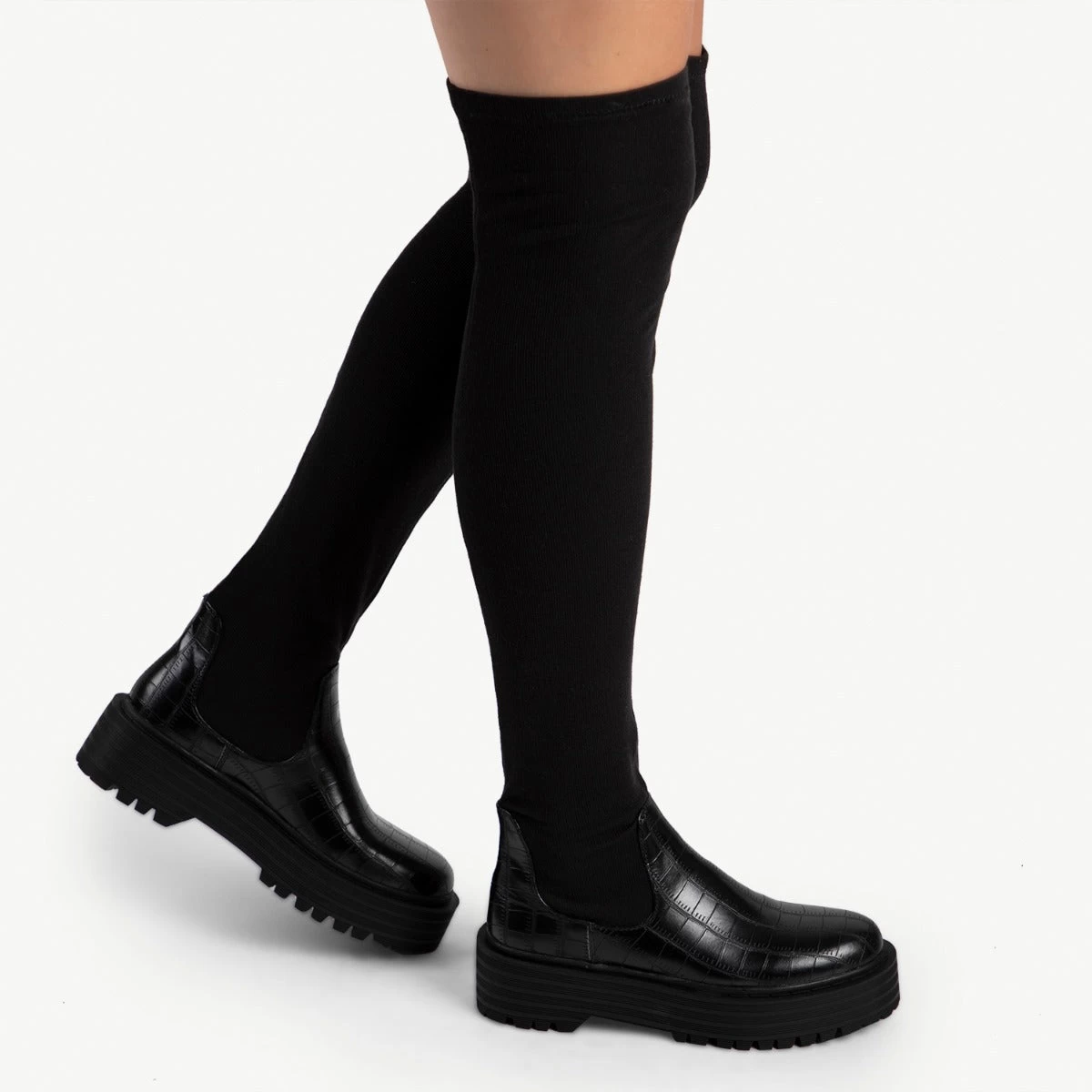 RAID Ranger Over The Knee Boot In Black Croc 5 RAID Ranger Over The Knee Boot In Black Croc - Image 3