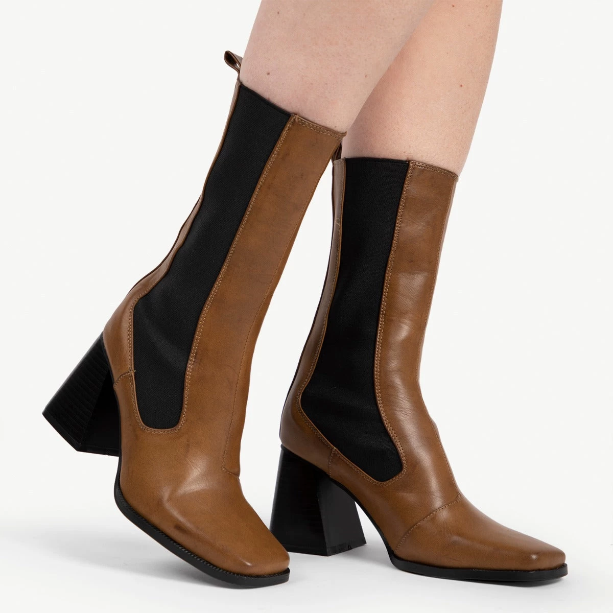 RAID React Block Heeled Boot In Brown 3 RAID React Block Heeled Boot In Brown