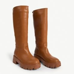 RAID Ryder Chunky Long Boot In Tan -Chic Shoes Shop ryder tan 3