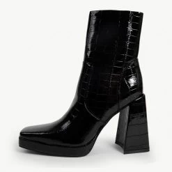 RAID Silonna Ankle Boot In Black Croc -Chic Shoes Shop silonna black croc 1