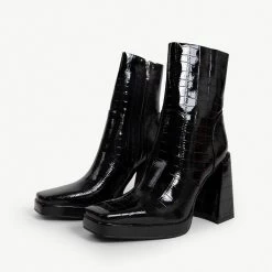 RAID Silonna Ankle Boot In Black Croc -Chic Shoes Shop silonna black croc 2