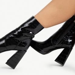 RAID Silonna Ankle Boot In Black Croc -Chic Shoes Shop silonna black croc 6