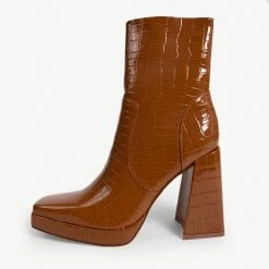 RAID Silonna Ankle Boot In Brown Croc -Chic Shoes Shop silonna brown croc 1