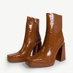 RAID Silonna Ankle Boot In Brown Croc -Chic Shoes Shop silonna brown croc 2