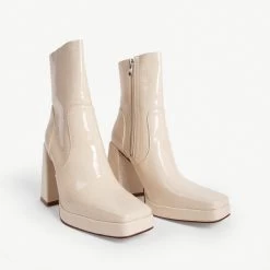 RAID Silonna Ankle Boot In White Croc -Chic Shoes Shop silonna off white 3