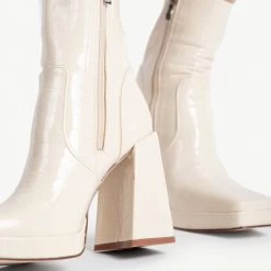 RAID Silonna Ankle Boot In White Croc -Chic Shoes Shop silonna off white 6