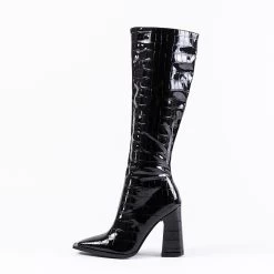 RAID Sphere Long Boot In Black Croc -Chic Shoes Shop sphere black