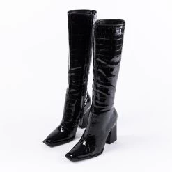 RAID Sphere Long Boot In Black Croc -Chic Shoes Shop sphere black 3