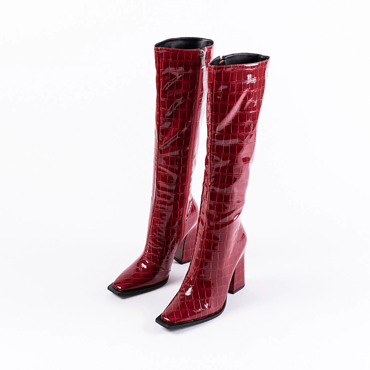 RAID Sphere Long Boot In Burgundy Croc 3 RAID Sphere Long Boot In Burgundy Croc