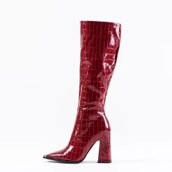 RAID Sphere Long Boot In Burgundy Croc 9 RAID Sphere Long Boot In Burgundy Croc -Chic Shoes Shop sphere red