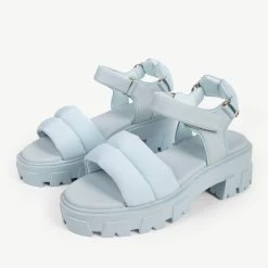RAID Stack Chunky Sole Sandal In Aqua -Chic Shoes Shop stack aqua 2 1