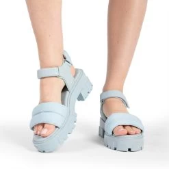 RAID Stack Chunky Sole Sandal In Aqua -Chic Shoes Shop stack aqua 5 1