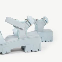 RAID Stack Chunky Sole Sandal In Aqua -Chic Shoes Shop stack aqua 6 1