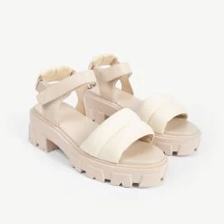 RAID Stack Chunky Sole Sandal In Stone -Chic Shoes Shop stack stone 3 1
