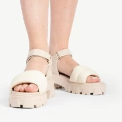 RAID Stack Chunky Sole Sandal In Stone -Chic Shoes Shop stack stone 5 1