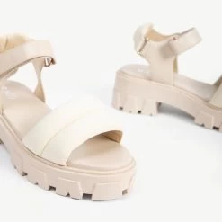 RAID Stack Chunky Sole Sandal In Stone -Chic Shoes Shop stack stone 6 1