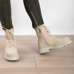 RAID Stifle Chunky Ankle Boot In Ecru -Chic Shoes Shop stifle ecru 2 1