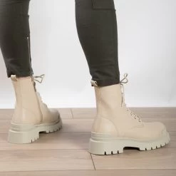 RAID Stifle Chunky Ankle Boot In Ecru -Chic Shoes Shop stifle ecru 3 1