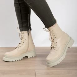 RAID Stifle Chunky Ankle Boot In Ecru -Chic Shoes Shop stifle ecru 4 1