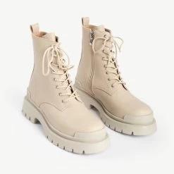 RAID Stifle Chunky Ankle Boot In Ecru -Chic Shoes Shop stifle ecru 5 1