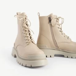 RAID Stifle Chunky Ankle Boot In Ecru -Chic Shoes Shop stifle ecru 6 1