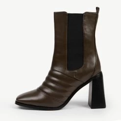 RAID Tabbie Block Heeled Boot In Khaki -Chic Shoes Shop tabbie khaki 1