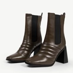 RAID Tabbie Block Heeled Boot In Khaki -Chic Shoes Shop tabbie khaki 3