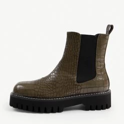 RAID Zinnia Chunky Hiker Boot In Khaki Croc -Chic Shoes Shop zinnie khaki 1