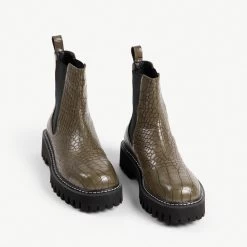 RAID Zinnia Chunky Hiker Boot In Khaki Croc -Chic Shoes Shop zinnie khaki 3