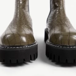 RAID Zinnia Chunky Hiker Boot In Khaki Croc -Chic Shoes Shop zinnie khaki 5