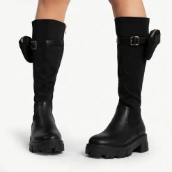 RAID Zyon Chunky Long Boot In Black -Chic Shoes Shop zyon black pu 4